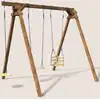 Image de Portique en bois carré 3 agrès avec bala