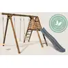 Image de Portique en bois carré 3 agrès balançoir