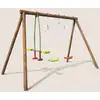 Image de Portique en bois rond 3 agrès avec face
