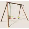 Image de Portique en bois rond 4 agrès avec face
