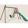 Image de Portique en bois rond 3 agrès balançoire