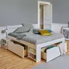 Image de Lit rangement bois massif tara 140 x 190 cm
