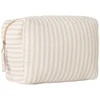 Image de Trousse de toilette gaze de coton beige rayé galet