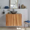 Image de Meuble salle de bain suspendu teck