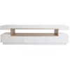 Image de Meuble tv blanc laqué brillant et bois l200 cm livo