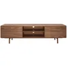 Image de Meuble tv en bois foncé noyer 1 porte 2 tiroirs l180 cm suva