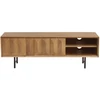 Image de Meuble tv en bois clair manguier massif gravé et métal noir l120 cm agra