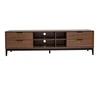 Image de Meuble tv finition bois foncé noyer et métal noir avec rangements l180 cm sarto