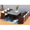 Image de Miami table et chaises 6 places encastrables résine marron-blanc