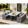 Image de Miami table et chaises 6 places encastrables en résine gris-blanc