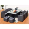Image de Miami table et chaises 10 places encastrables en résine noir-gris