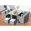 Image de Miami table et chaises 10 places encastrables résine gris-blanc