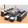 Image de Miami table et chaises 12 places encastrables résine noir-blanc
