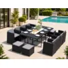 Image de Miami table et chaises 12 places encastrables en résine noir-gris