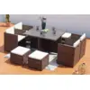Image de Miami table et chaises 8 places encastrables résine marron-blanc