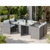 Image de Miami table et chaises 4 places encastrables en résine gris-blanc
