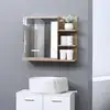 Image de Armoire miroir de salle de bain avec étagère et 3 étagères latérales