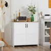 Image de Buffet 2 portes 2 étagères panneaux blanc aspect bois clair