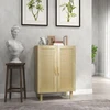 Image de Buffet 2 portes 2 étagères style bohème aspect bois clair cannage rotin