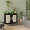 Image de Buffet 2 portes 2 étagères design contemporain cannage rotin aspect bois