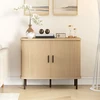 Image de Buffet style scandinave 2 portes coulissantes acier noir aspect bois clair