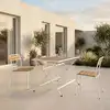 Image de Table - home deco factory - barcelone - métal - effet bois - blanc - 110 x 70 cm