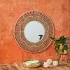 Image de Miroir rond - home deco factory - marron - 50 cm