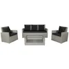 Image de Salon de jardin 5 places en résine tresséee - gris clair