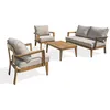 Image de Salon de jardin 4 places en aluminium - marron
