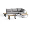 Image de Salon de jardin 4 places en bois d' et aluminium - gris anthracite