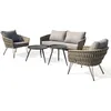 Image de Salon de jardin 4 places en corde tissée et acier - taupe
