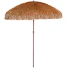 Image de Parasol clair à franges en acier finition bois naturel - marron
