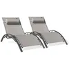 Image de Lot de 2 bains de soleil en aluminium et toile plastifiéee