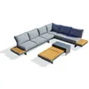 Image de Salon de jardin d'angle 6 places en bois d' et alu - gris anthracite