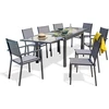 Image de Ensemble repas 8 places en aluminium et plateau verre