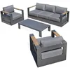 Image de Salon de jardin 5 places en aluminium et accoudoirs en hpl