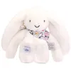 Image de Peluche lapin fleurette blanc 25 cm