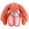 Image de Peluche lapin fleurette terracotta 25 cm