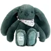 Image de Peluche lapin fleurette vert 25 cm