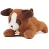 Image de Peluche chien marron allongee lestee - les p'tits relax - 22 cm