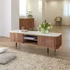 Image de Meuble tv en bois d'acacia et marbre