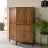 Image de Buffet haut en bois massif et travertin