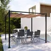 Image de Tusa pergola autoportante 3 x 3 m en acier avec toile taupe