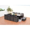Image de Monaco table et chaises 12 places encastrables en résine noir-gris