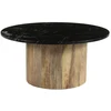 Image de Marbella-table basse ronde 70 cm en marbre noir et bois massif