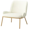 Image de Alvin-fauteuil vintage en tissu bouclé ecru et métal chêne