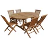 Image de Salon de jardin en teck lombok - table ronde extensible - 6 places