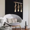 Image de Zya suspension rustique filaire 3 lampes cordes et bois