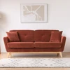 Image de Hoga canapé 3 places scandinave en velours côtelé terracotta