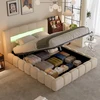 Image de Omaha lit coffre style nuage led 160x200cm velours beige